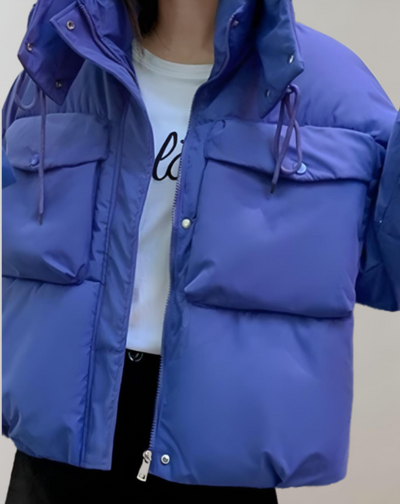 Olivia - Warm gewatteerd puffer winterjas met capuchon, zakken en rits
