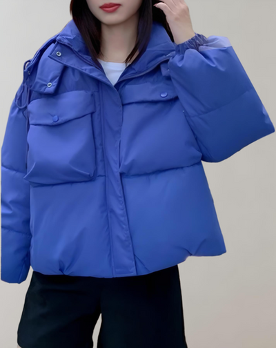Olivia - Warm gewatteerd puffer winterjas met capuchon, zakken en rits