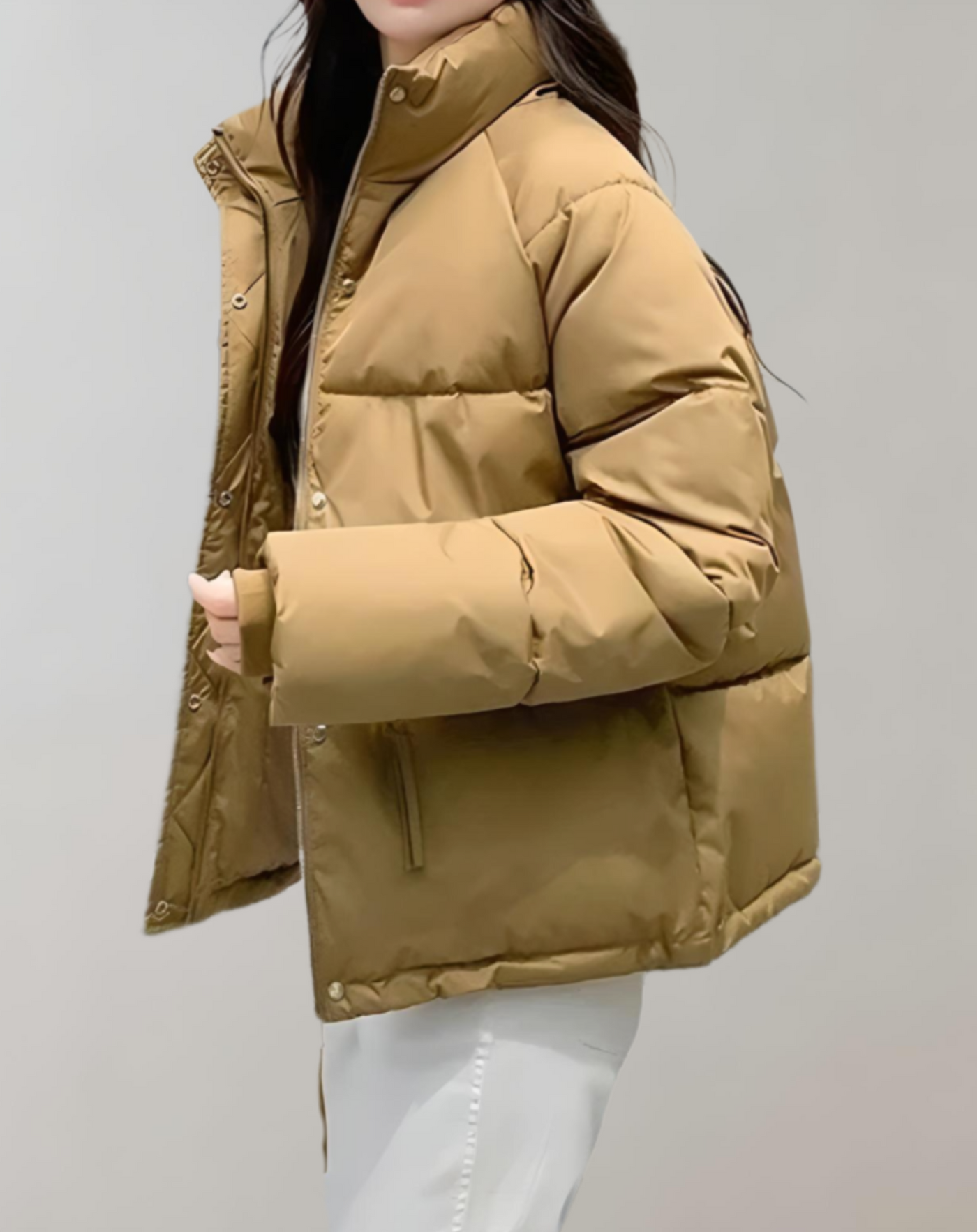 Sophie - Warm en dik puffer donsjas met hoge hals en ritssluiting