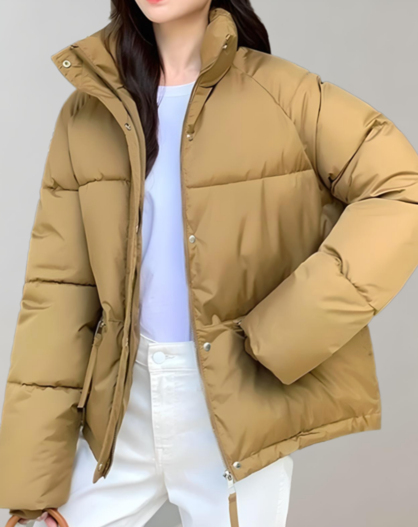 Sophie - Warm en dik puffer donsjas met hoge hals en ritssluiting
