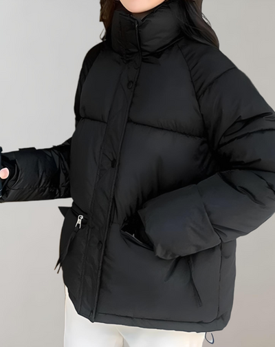 Sophie - Warm en dik puffer donsjas met hoge hals en ritssluiting