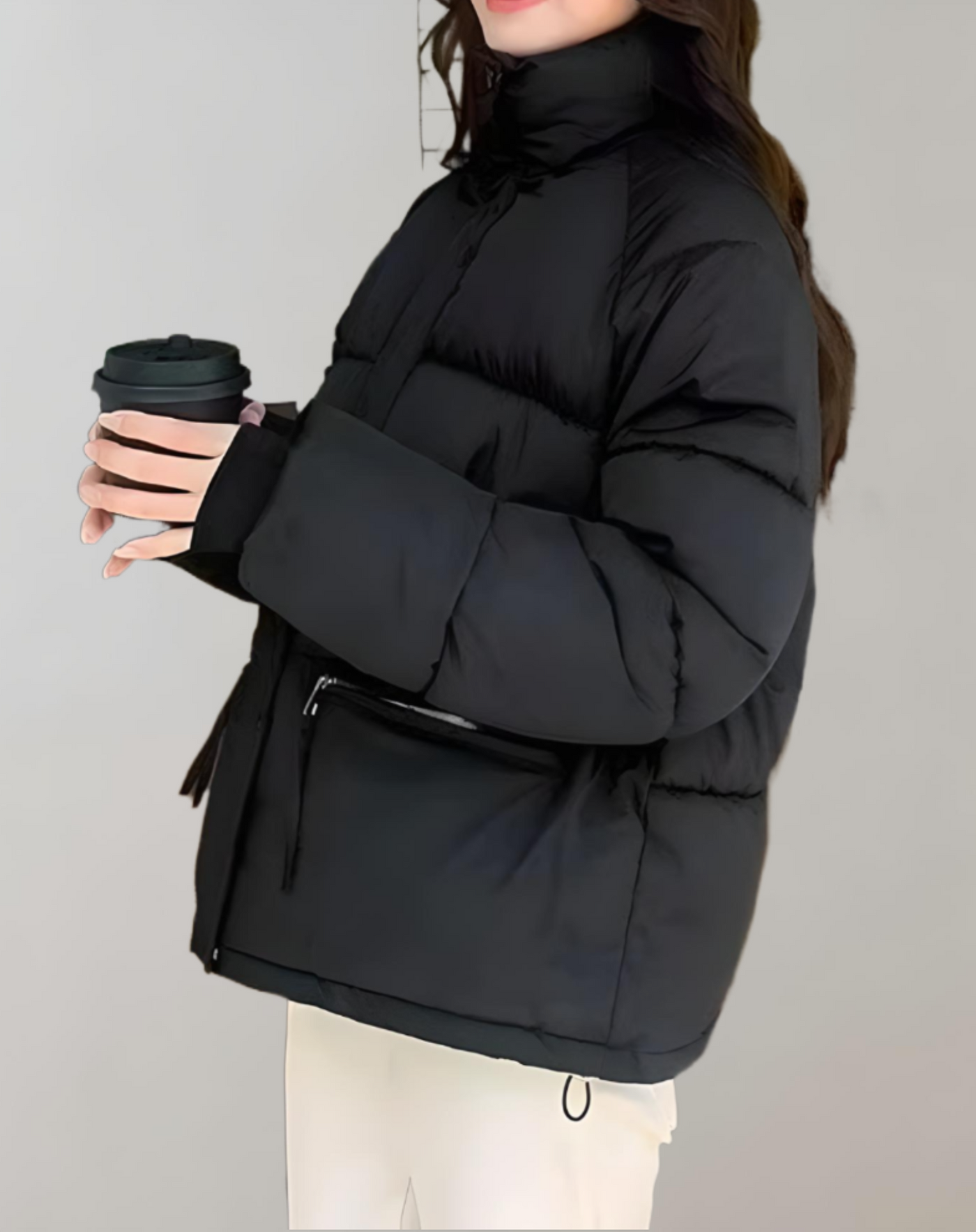 Sophie - Warm en dik puffer donsjas met hoge hals en ritssluiting