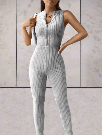 Belle - Onesie lage v-cut mouwloos ontwerp en bodycon jumpsuit