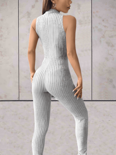 Belle - Onesie lage v-cut mouwloos ontwerp en bodycon jumpsuit