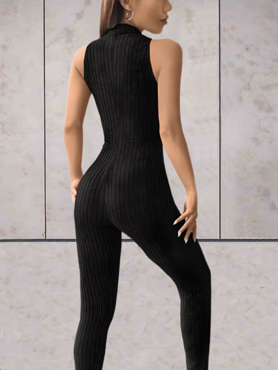 Belle - Onesie lage v-cut mouwloos ontwerp en bodycon jumpsuit