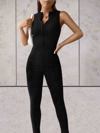 Belle - Onesie lage v-cut mouwloos ontwerp en bodycon jumpsuit