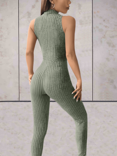 Belle - Onesie lage v-cut mouwloos ontwerp en bodycon jumpsuit