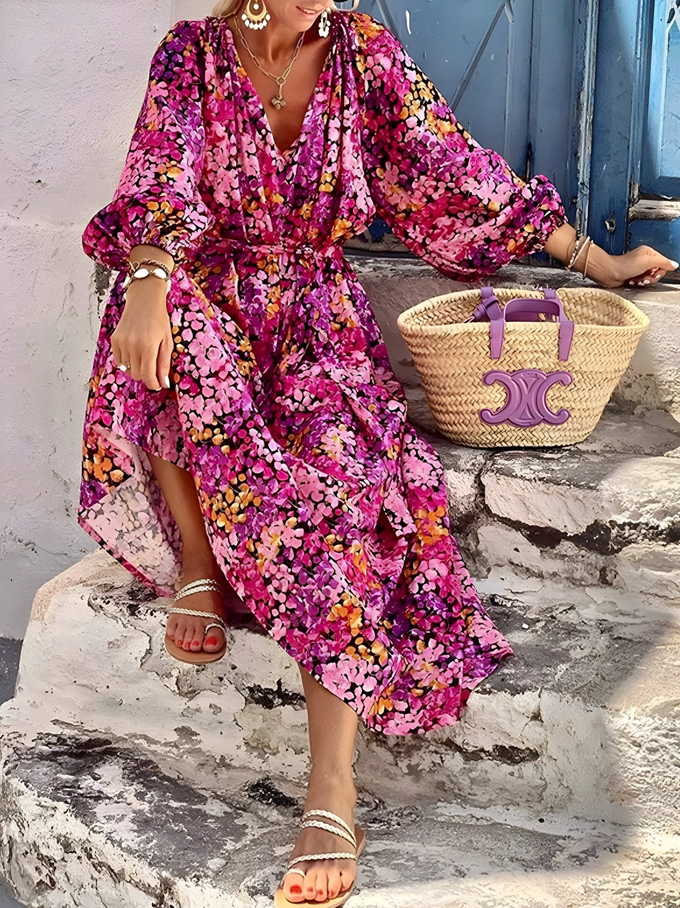Jas - Elegante Bloemenjurk voor Een Zomerse Vakantie