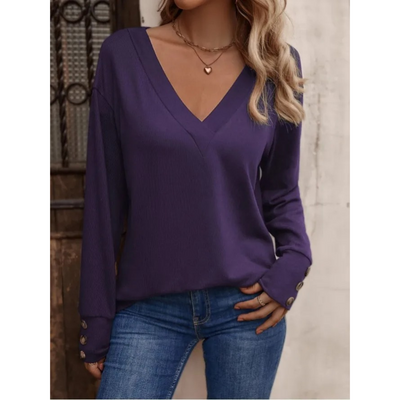 Bella - V-hals Losse Pullover met Lange Mouwen