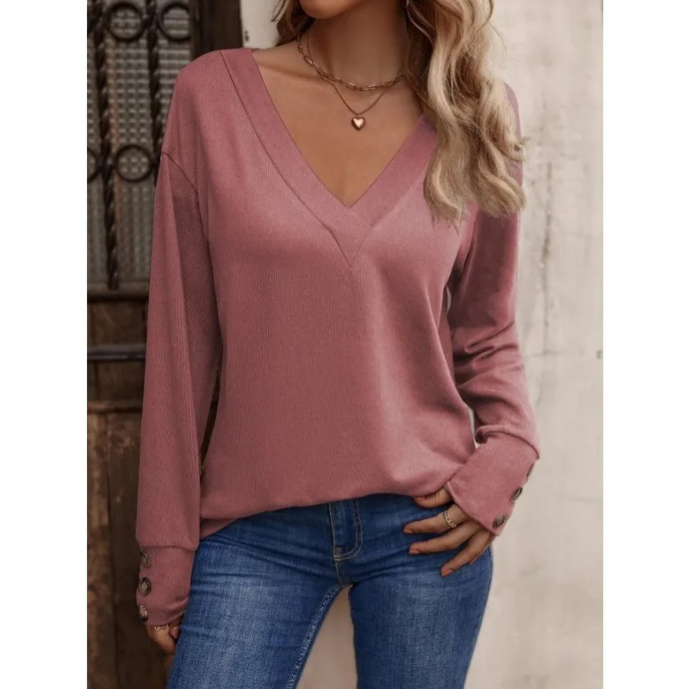 Bella - V-hals Losse Pullover met Lange Mouwen