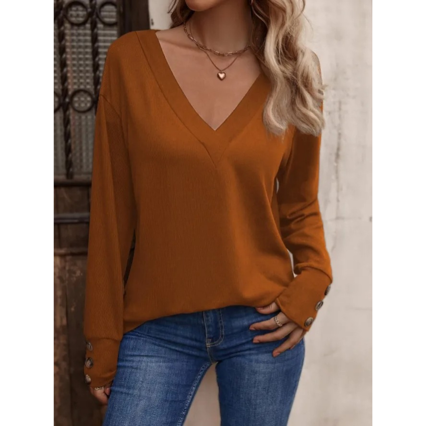 Bella - V-hals Losse Pullover met Lange Mouwen