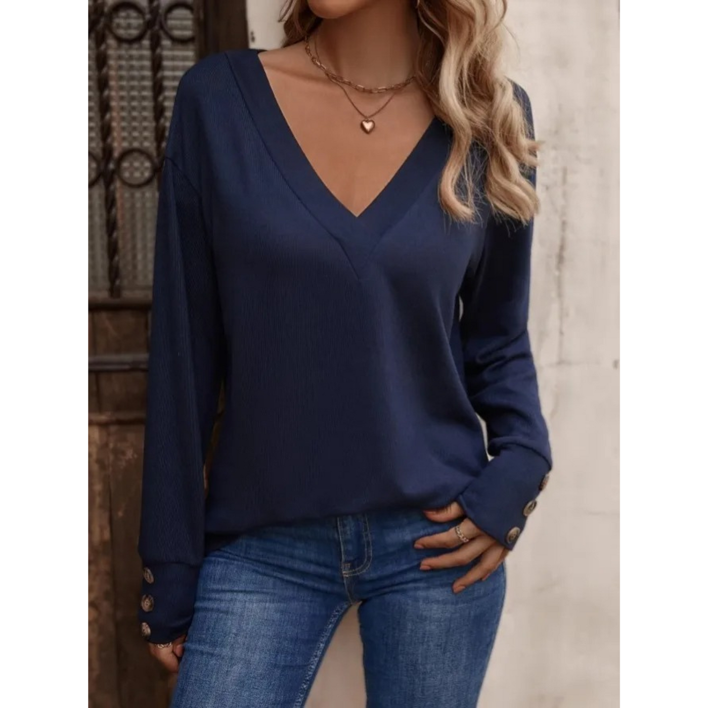 Bella - V-hals Losse Pullover met Lange Mouwen