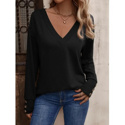 Bella - V-hals Losse Pullover met Lange Mouwen