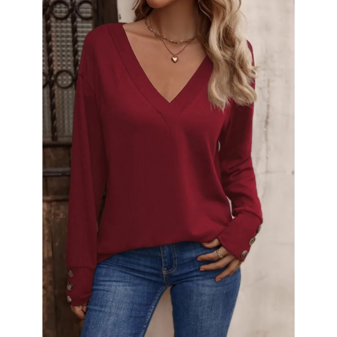 Bella - V-hals Losse Pullover met Lange Mouwen