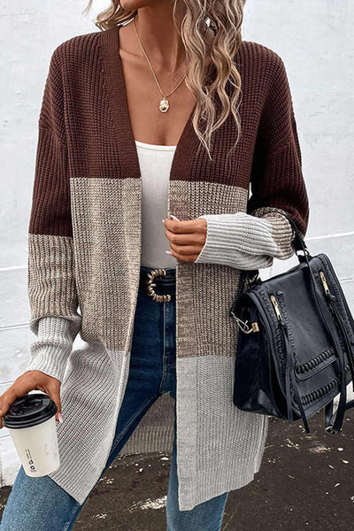 Thea - Casual Contrast gebreid lang vest voor dames