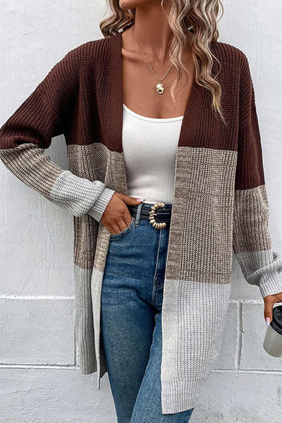 Thea - Casual Contrast gebreid lang vest voor dames