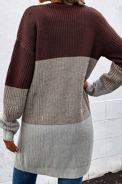 Thea - Casual Contrast gebreid lang vest voor dames