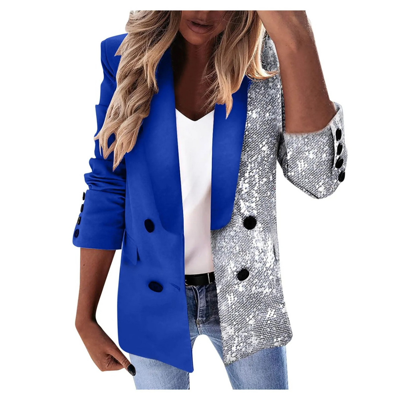 Damienne - Dames blazer met paillettenpatroon