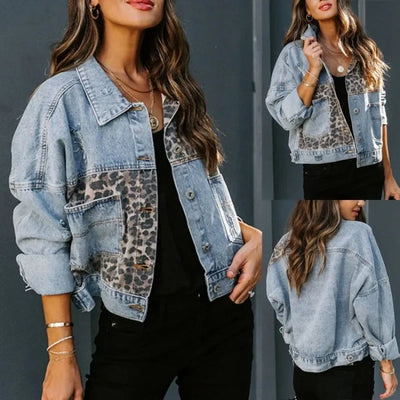 Makenna - Stijlvolle Luipaard Denim Jacket