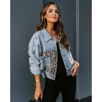 Makenna - Stijlvolle Luipaard Denim Jacket