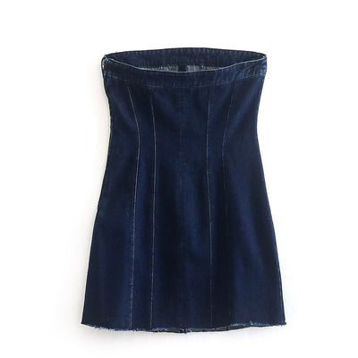 Deemz - Strapless hippe dames jurk met jeans-look