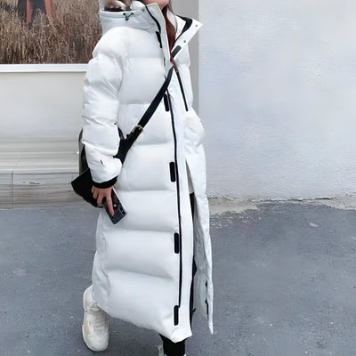Claire - Trendy lange puffy winterjas voor dames met capuchon