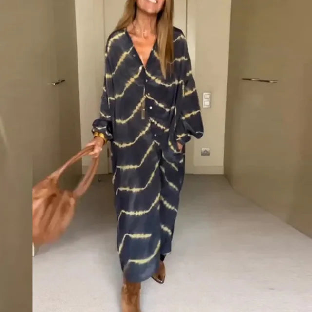 Madison - Boho lange jurk met gestreepte print