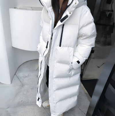 Claire - Trendy lange puffy winterjas voor dames met capuchon