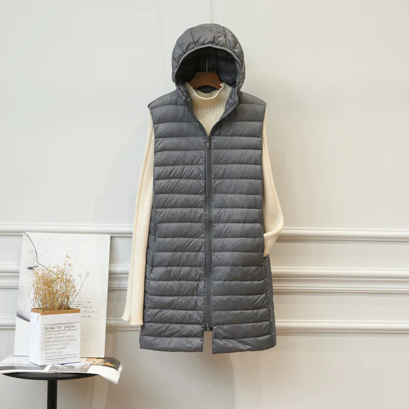 Fiona - Comfortabele warme half lange tussenjas met capuchon