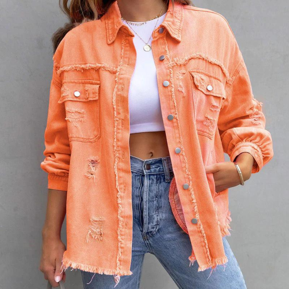 Alana - casual gescheurd denim chic jack
