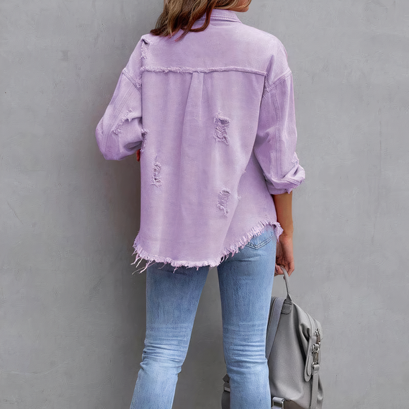 Alana - casual gescheurd denim chic jack