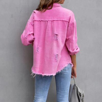 Alana - casual gescheurd denim chic jack