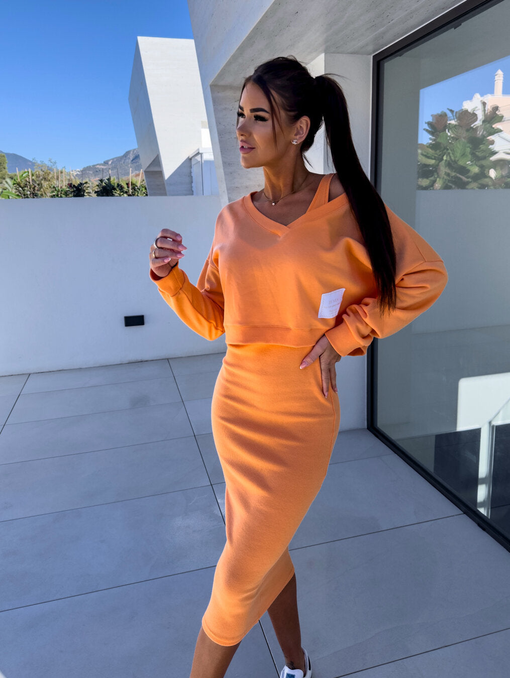 Anna - Dames Chique truitop en mouwloze jurk Set