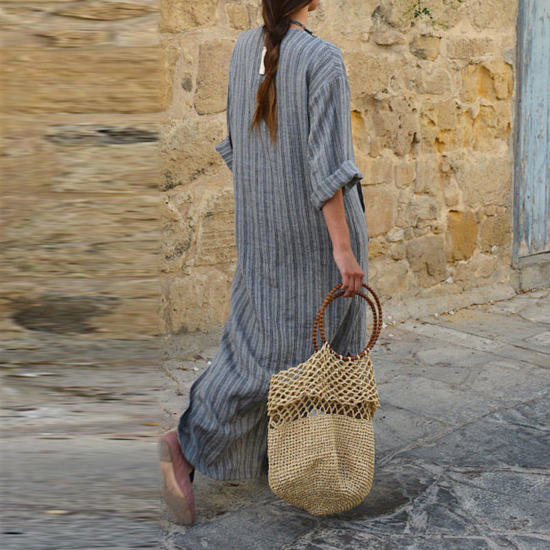Madeline - Vintage gestreepte maxi jurk