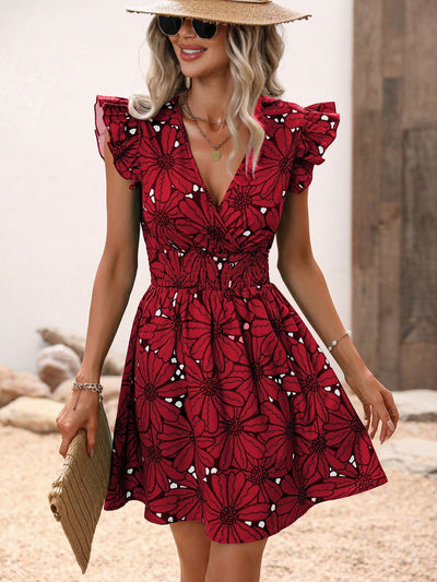 Mandy - Bloemen Fladdermouw Zomerjurk