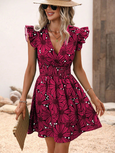 Mandy - Bloemen Fladdermouw Zomerjurk