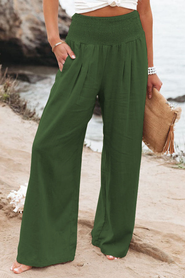 Sabine | Katoen-Linnen Broek met Hoge Taille