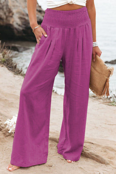 Sabine | Katoen-Linnen Broek met Hoge Taille