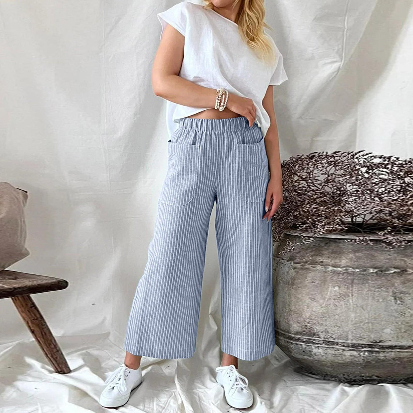 Sophia - Comfortabele gestreepte wijde broek voor dames