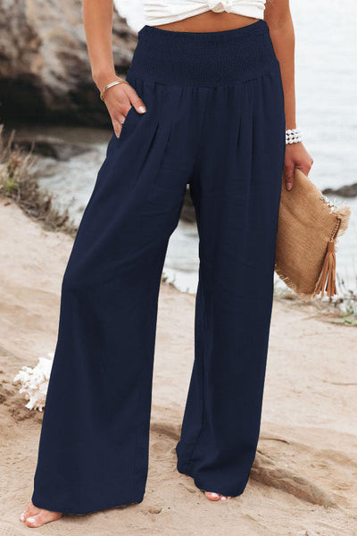Sabine | Katoen-Linnen Broek met Hoge Taille