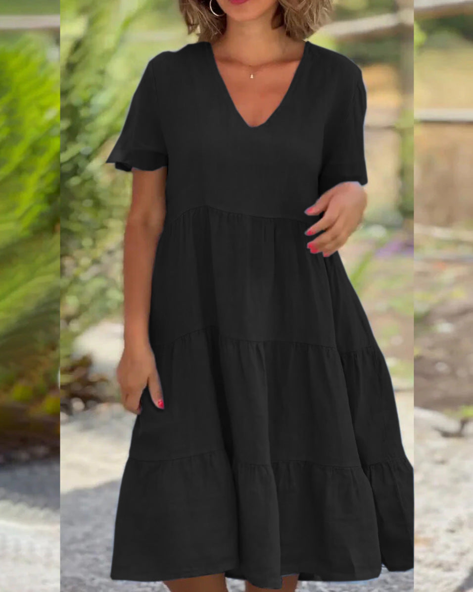 Charleigh - Geribde elegante zomerjurk
