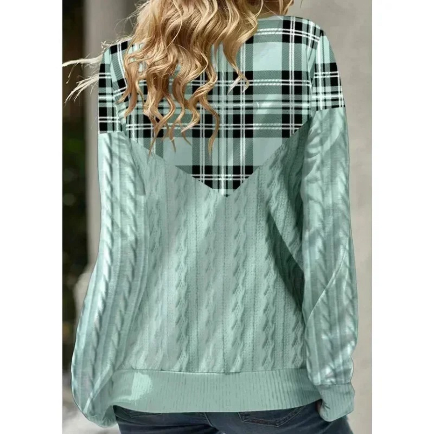 Patchwork geprint dames shirt met lange mouwen