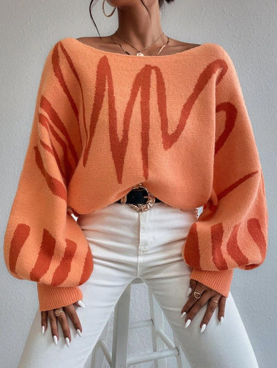 Talia - Oranje oversized trui met pofmouwen