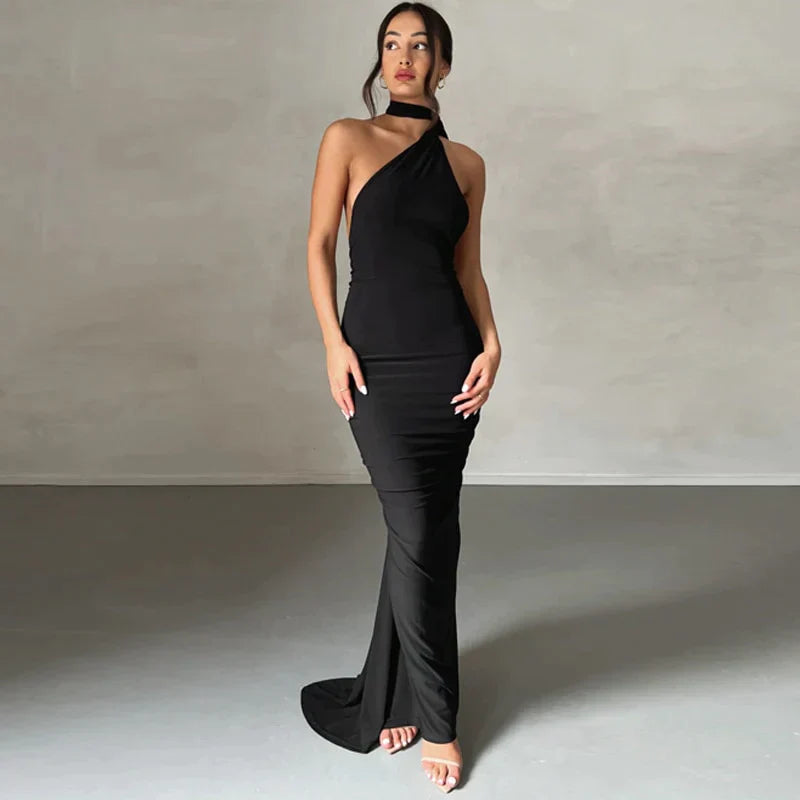 Amara - Oblique Shoulder Maxi Dress