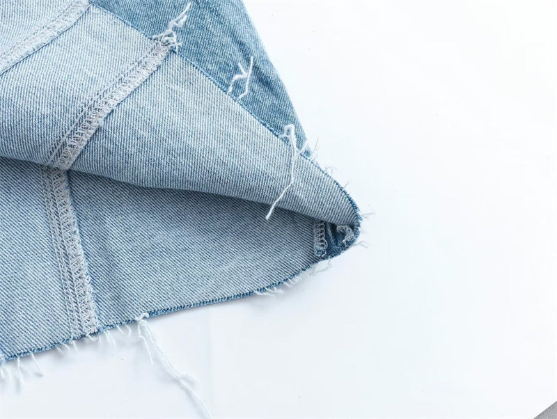 Sandra Strapless Denim Jurk | Stoer denim jurk zonder hals en rits aan de zijkant