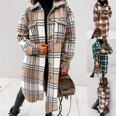 Dolce - Trendy geruite lange jas voor dames