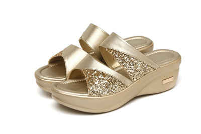 Puck | Zomers gouden open-toe sandalen voor dames