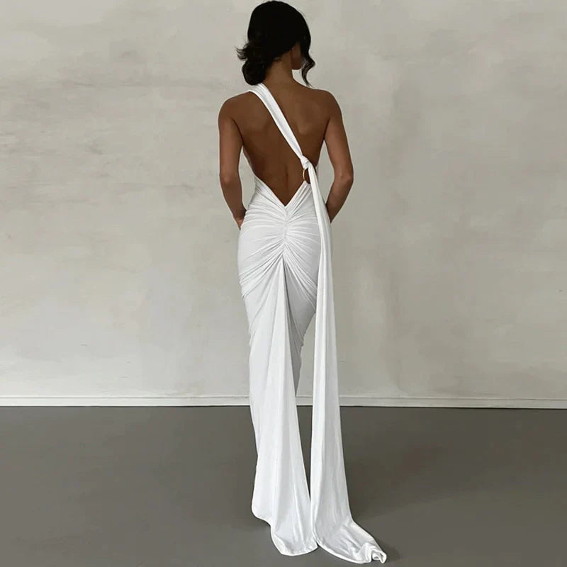 Amara - Oblique Shoulder Maxi Dress