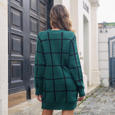 Olivia - Groene oversized trui met ruit
