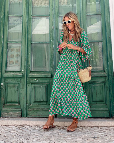 Naomi - Boho Maxi-jurk met elegante zomer prints